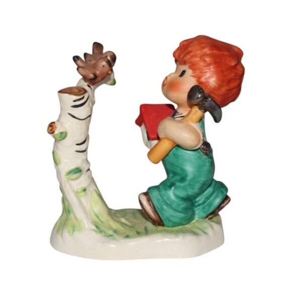 Vintage Goebel Hummel Redhead Springtime Boy Building a BIrdhouse Figurine - Picture 2 of 6